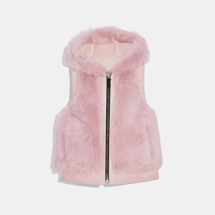 Coach Reversible Shearling Hoodie Vest