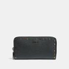 Coach Accordion Zip Wallet In Polished Pebble Leather With Rainbow Rivets