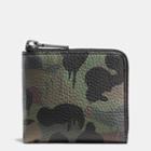 Coach Half Zip Wallet In Wild Beast Camo Print Pebble Leather