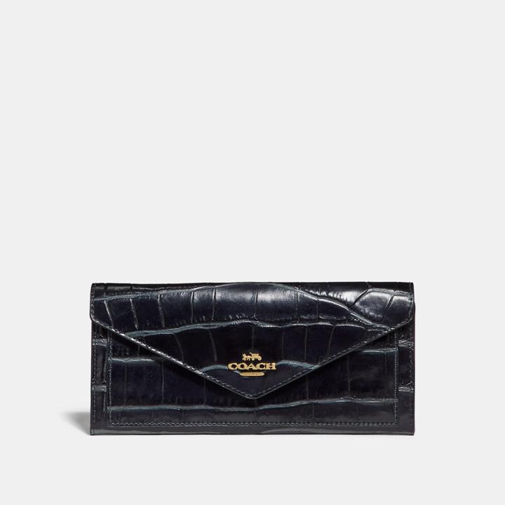 Coach Soft Wallet In Crocodile Embossed Leather