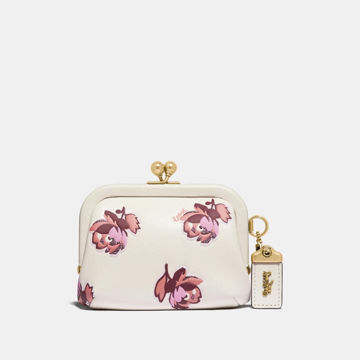 Coach Kisslock Coin Purse With Floral Print