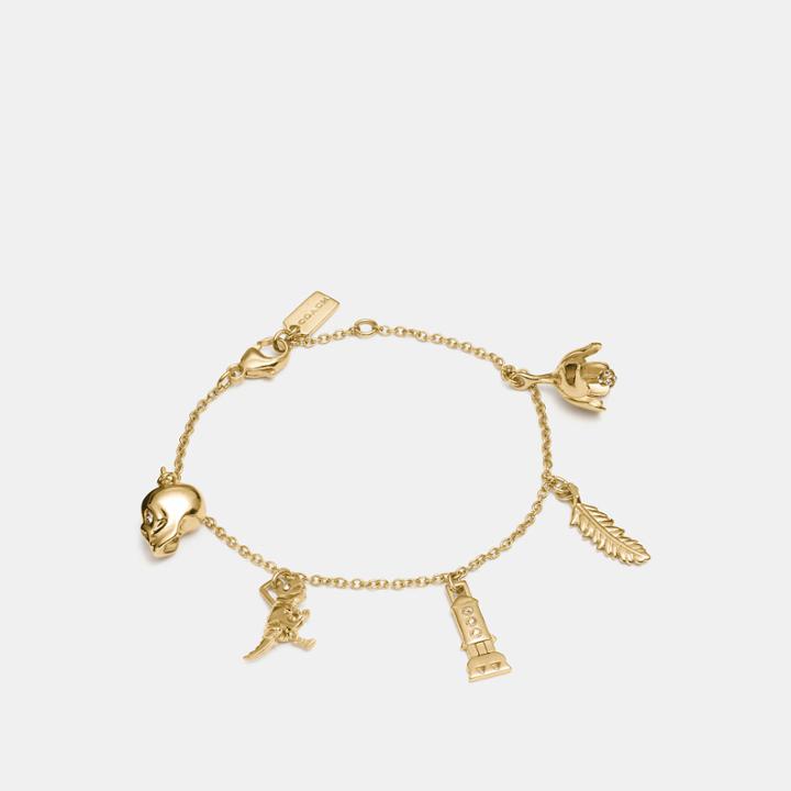 Coach Mini 18k Gold Plated Charm Mix Bracelet