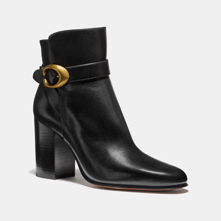Coach Delaney Signature Buckle Heel Bootie