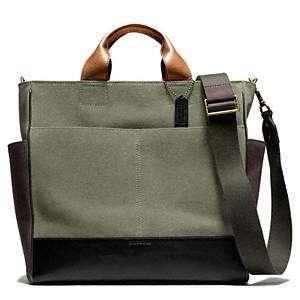 Coach   Bleecker Canvas Utility Tote Olive Black