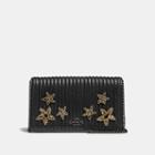 Coach Foldover Chain Clutch In Quilted Leather With Crystal Embellishment