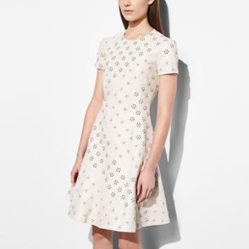 Coach Circle Leather Dress With Whipstitch Eyelet