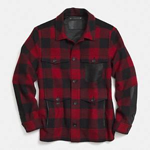 Coach - Plaid Wool Shirt Jacket Red/black L