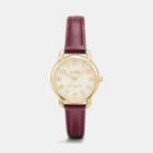 Coach Delancey Gold Tone Sunray Dial Leather Strap Watch