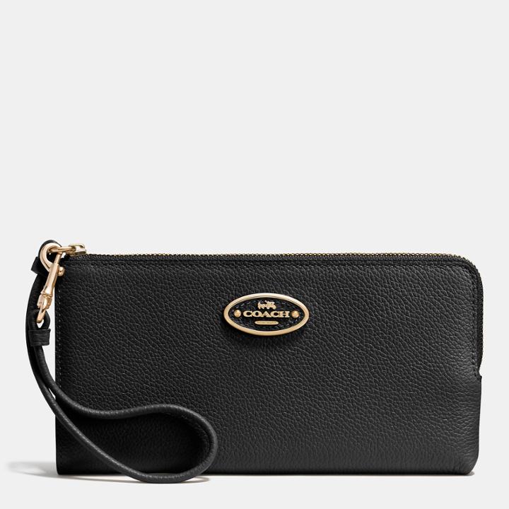 Coach L-zip Wallet In Refined Grain Leather