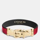 Coach Wide Two Tone Glovetanned Leather Buckle Bracelet
