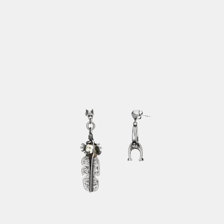 Coach Signature Chain Link Drop And Feather Earrings
