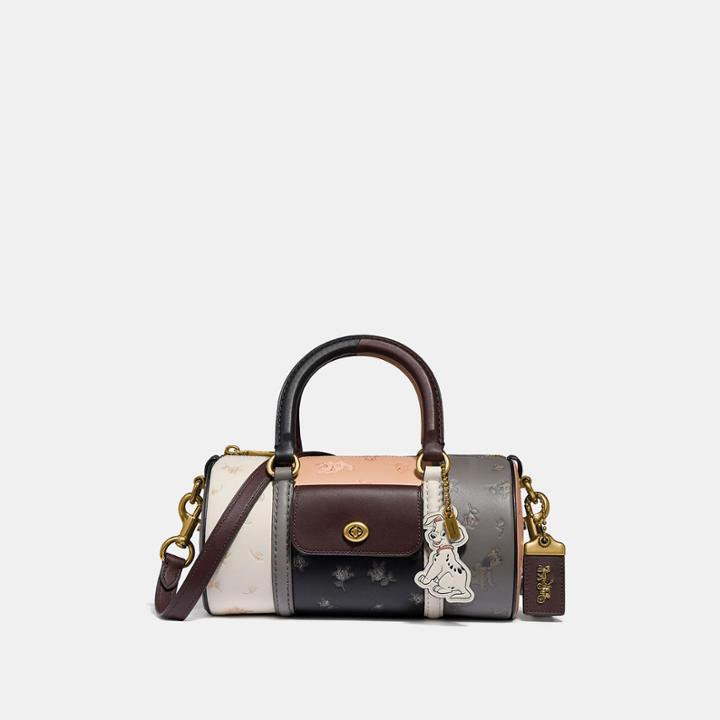 Coach Disney X Coach Barrel Bag With Dalmatian Prairie Floral Print