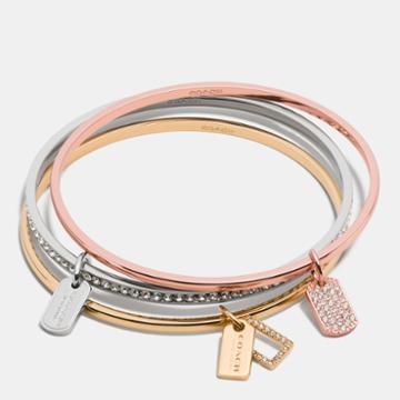 Coach Pave Mixed Tags Bangle Set