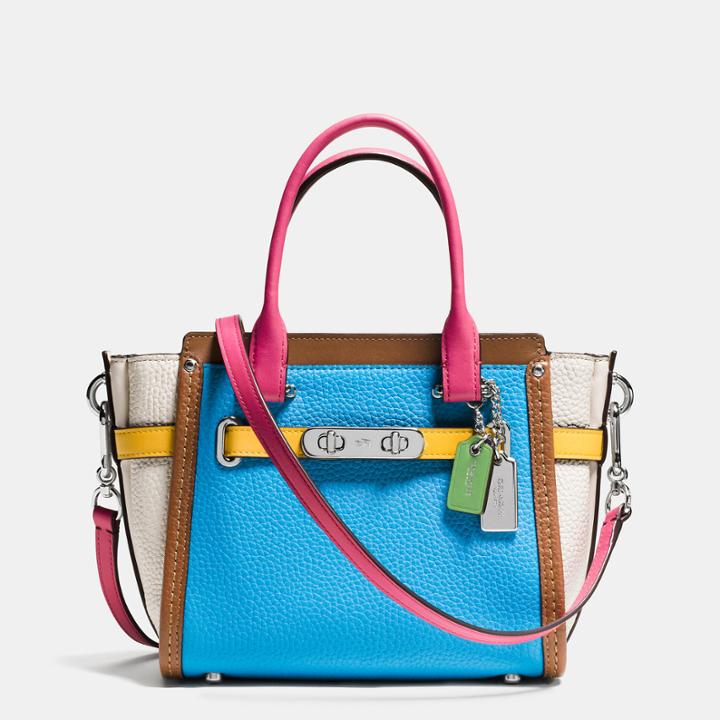 Coach Swagger 21 Carryall In Rainbow Colorblock Leather