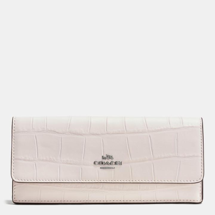 Coach Soft Wallet In Croc Embossed Leather