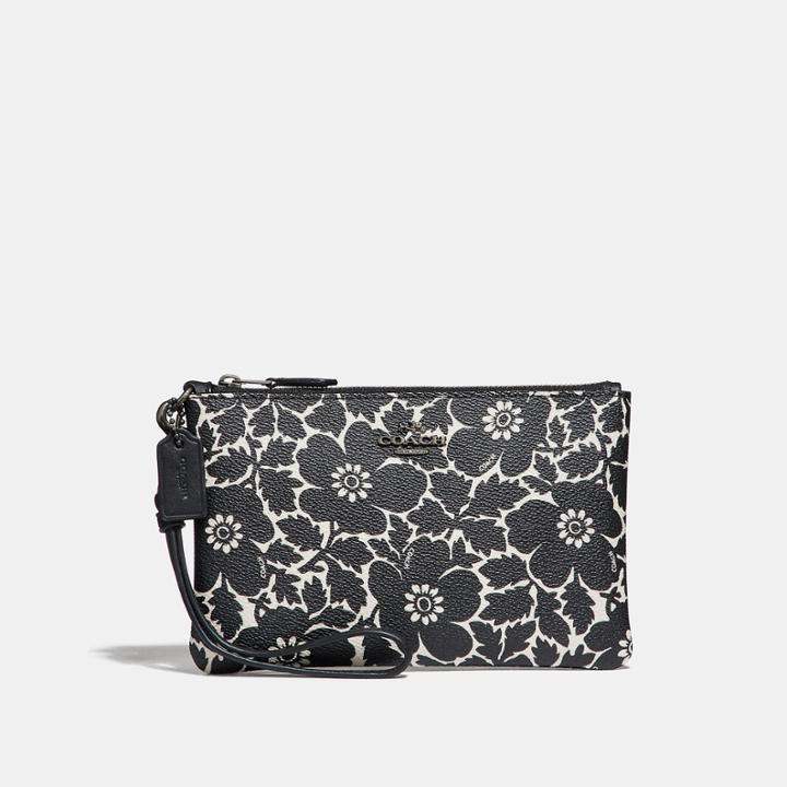 Coach Small Wristlet With Anemone Print