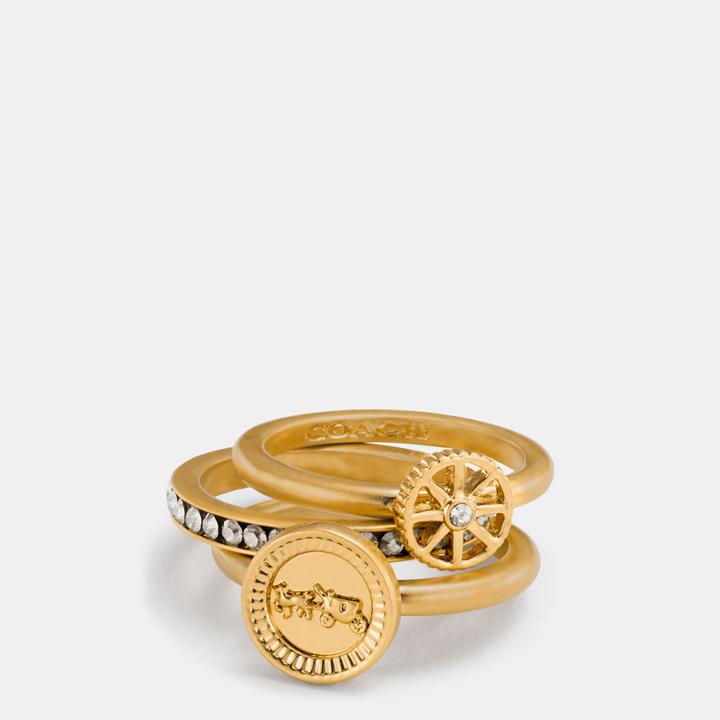 Coach Pave Horse And Carriage Coin Ring Set