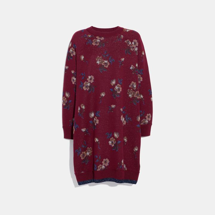 Coach Floral Jacquard Sweater Dress