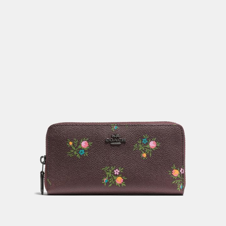 Coach Accordion Zip Wallet With Cross Stitch Floral Print