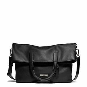Coach - Thompson Lthr Foldover Tote Qb/black