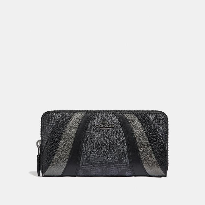 Coach Accordion Zip Wallet In Signature Canvas With Wave Patchwork