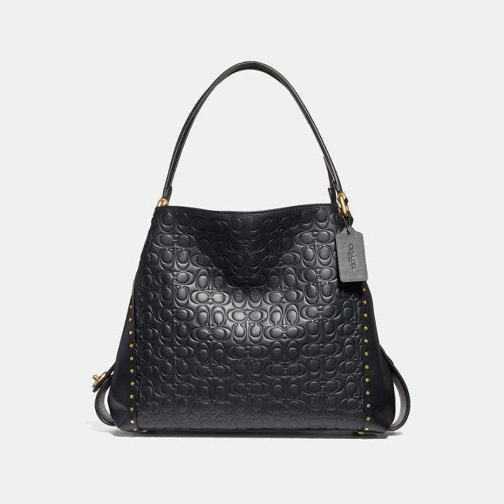 Coach Edie Shoulder Bag 31 In Signature Leather With Border Rivets