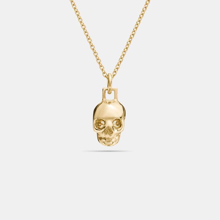 Coach Mini 18k Gold Plated Skull Necklace