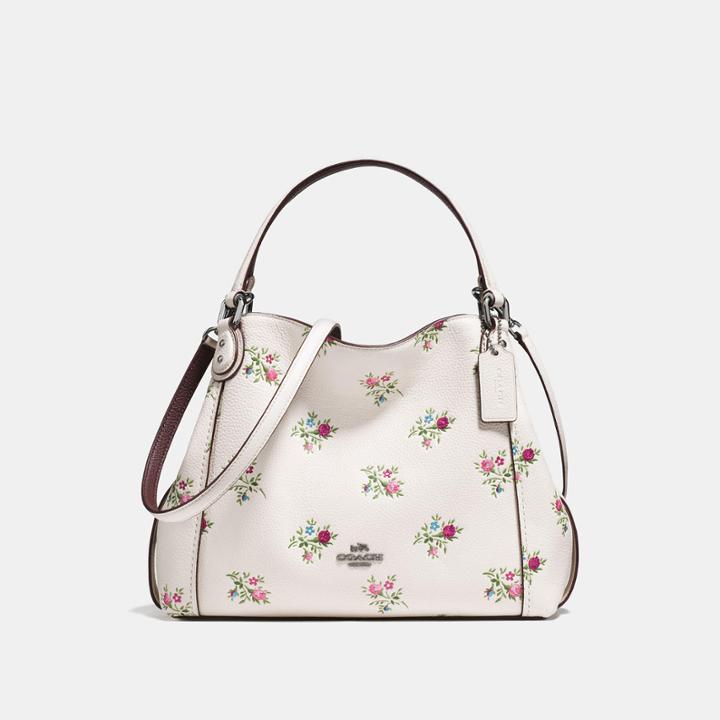 Coach Edie Shoulder Bag 28 With Cross Stitch Floral Print