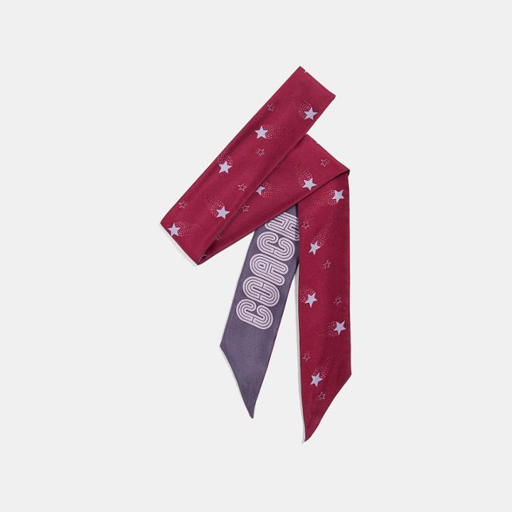 Coach Signature Magic Star Print Silk Skinny Scarf