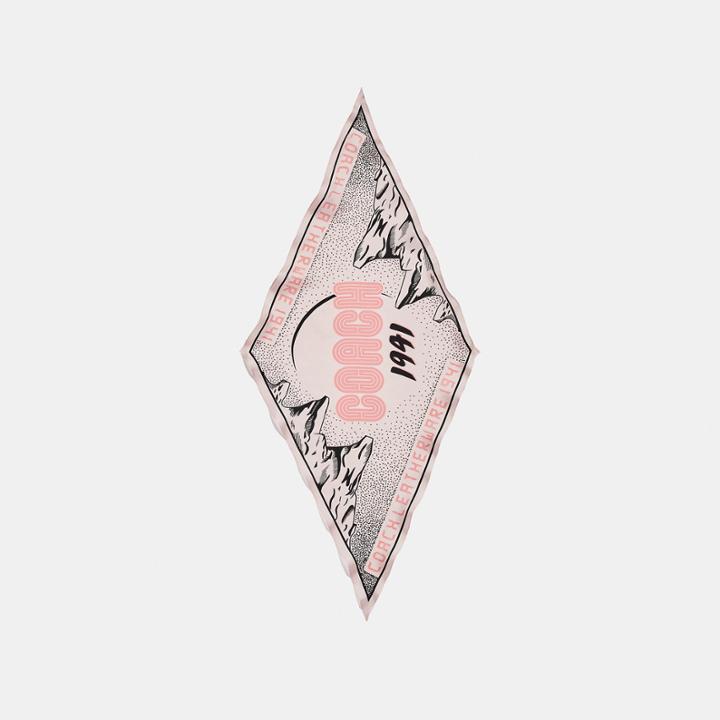 Coach Mountain Print Silk Diamond Scarf