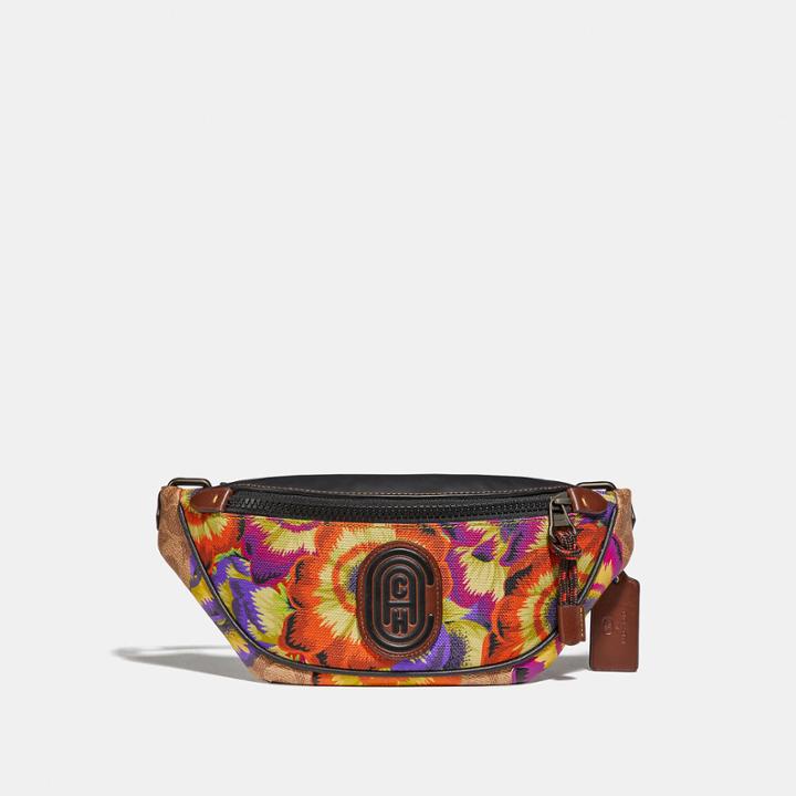 Coach Mini Rivington Belt Bag In Signature Canvas With Kaffe Fassett Print