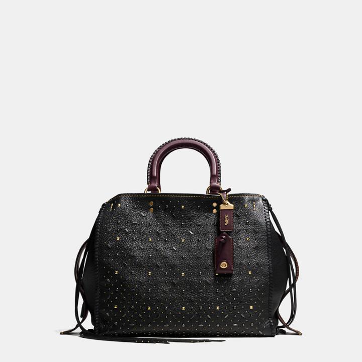Coach Whiplash Rivets Rogue Bag 36 In Pebble Leather