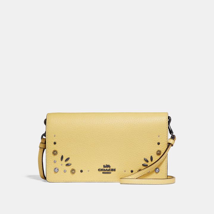 Coach Foldover Crossbody Clutch With Prairie Rivets Detail