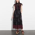 Coach Mixed Print Lacework Dress With Necktie