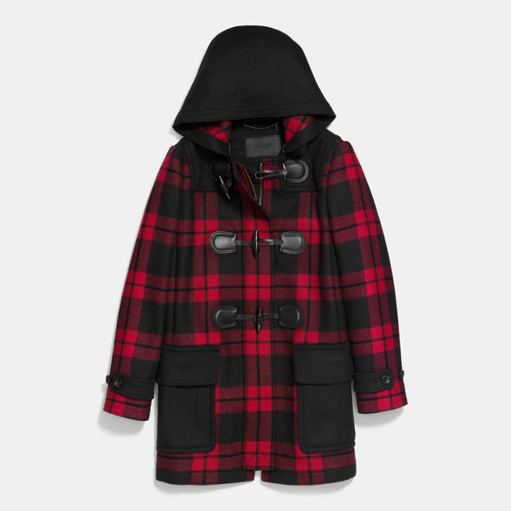 Coach Mount Plaid Duffle Coat