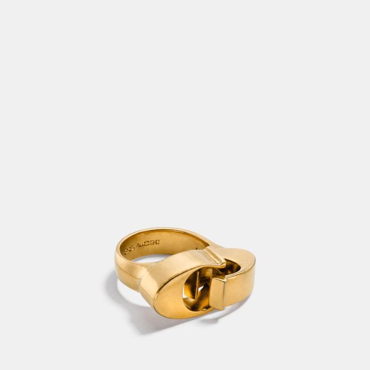 Coach Oversized Signature Chain Link Ring