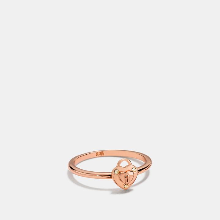 Coach Mini Demi-fine Padlock Heart Ring