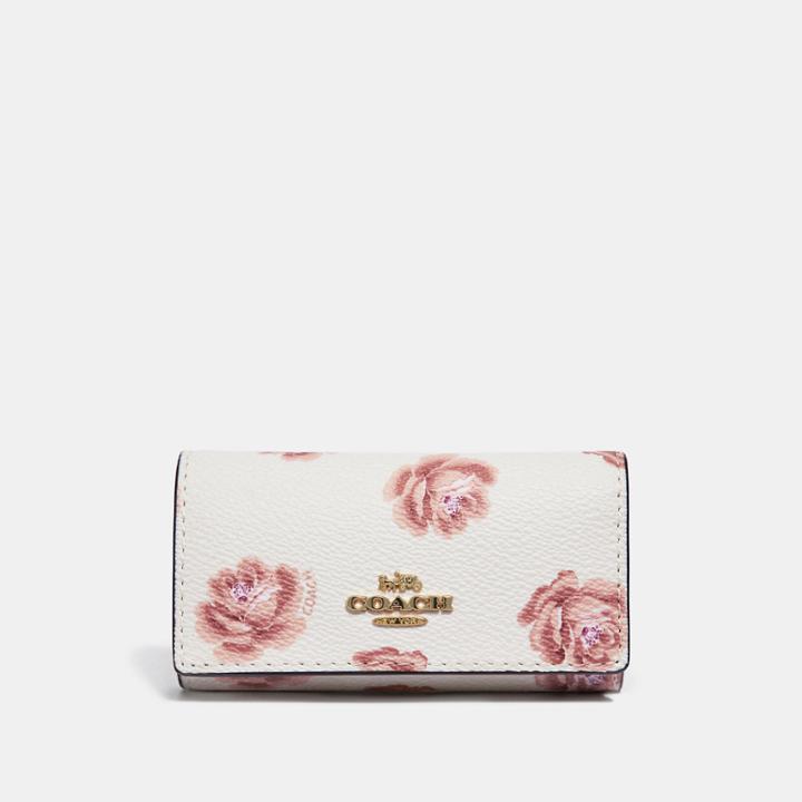 Coach Six Ring Key Case With Rose Print