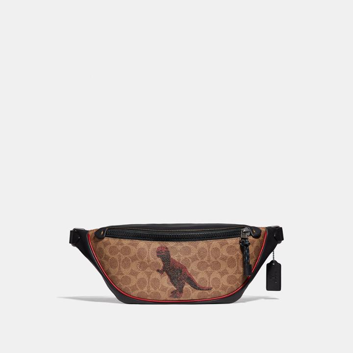 Coach Rivington Belt Bag In Signature Canvas With Rexy By Sui Jianguo