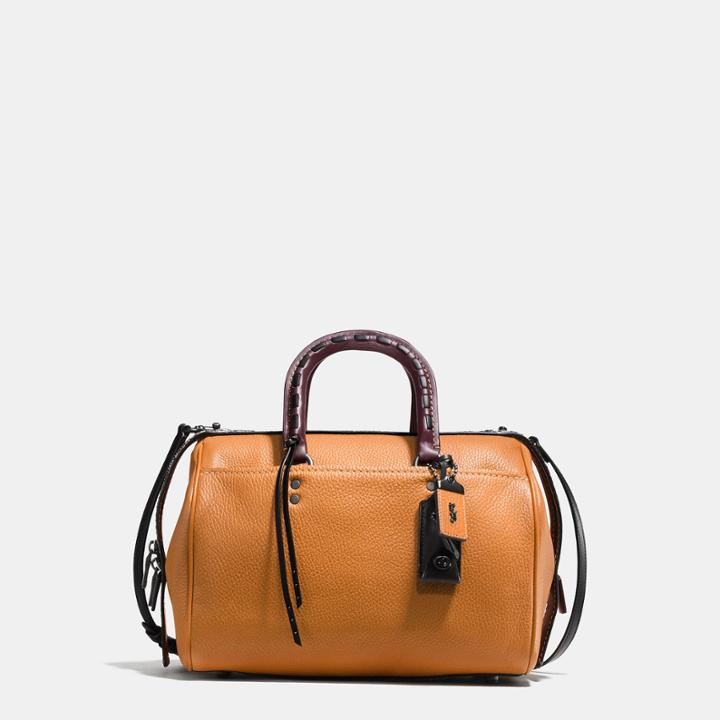Coach Rogue Satchel In Glovetanned Pebble Leather With Colorblock Snake Detail