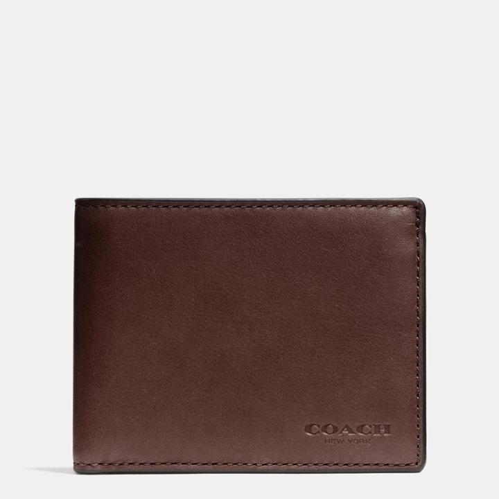 Coach Slim Billfold Id Wallet In Sport Calf Leather