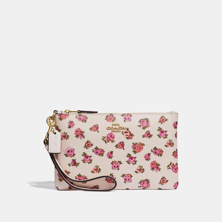 Coach Small Wristlet With Mini Vintage Rose Print