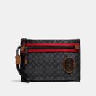 Coach Academy Pouch In Signature Canvas With Patch