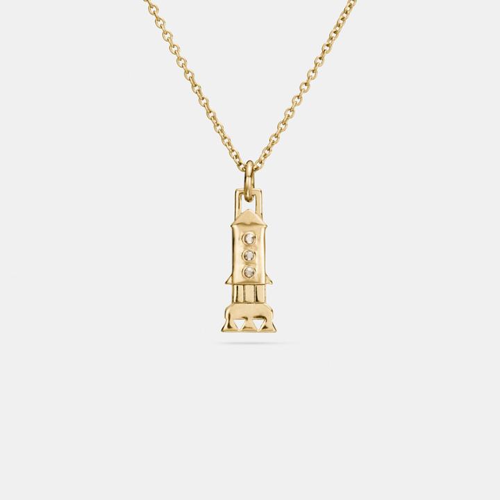 Coach Mini 18k Gold Plated Rocket Necklace