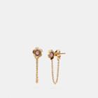 Coach 18k Gold Plated Tea Rose Chain Earring