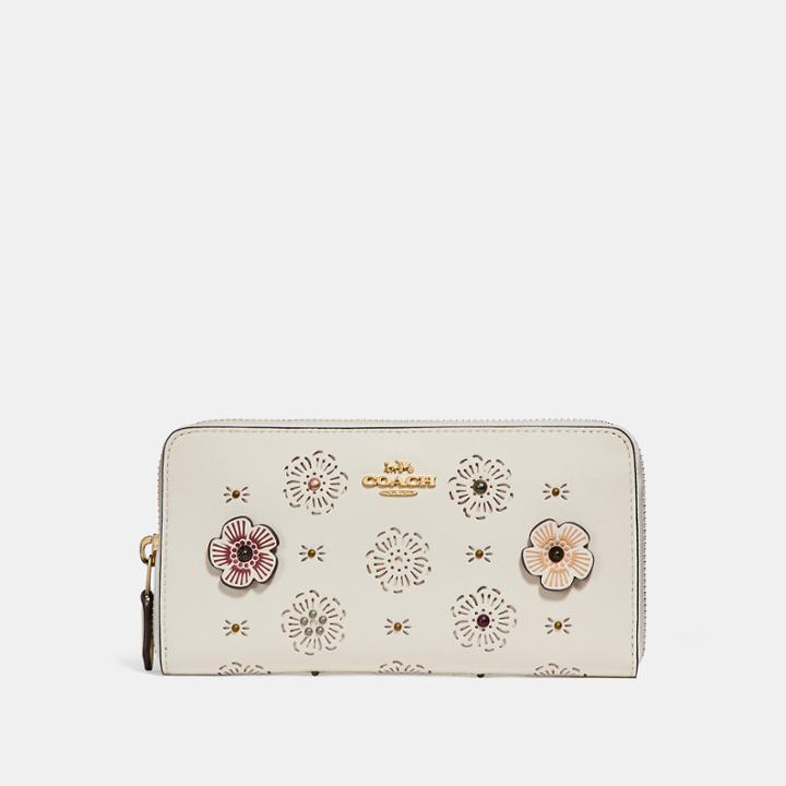 Coach Accordion Zip Wallet With Cut Out Tea Rose