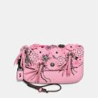 Coach Clutch In Glovetanned Leather With Wild Tea Rose