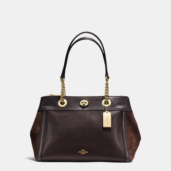 Coach Turnlock Edie Carryall In Mixed Leathers