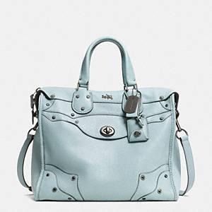 Coach - Pebbled Leather Rhyder 33 Satchel Dk/light Blue