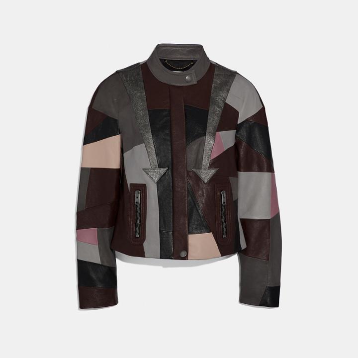 Coach Leather Patchwork Racer Jacket